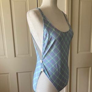 Bathing Suit w Two Button Accent  Mid 1980's